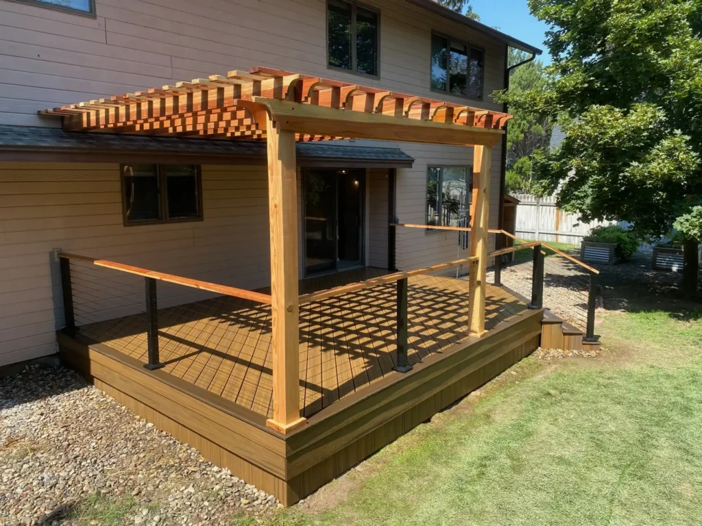 Custom deck build with pergola in Idaho Falls